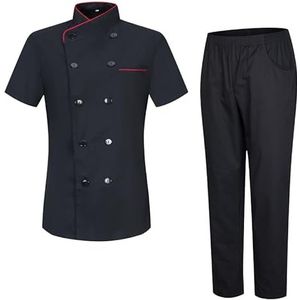 MISEMIYA - Koksjas en -broek voor dames - kookjas voor dames - gastronomisch uniform - 8441-8312, zwart, 3XL