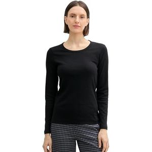 TOM TAILOR T-shirt met lange mouwen voor dames, 14482 - Deep Black, M