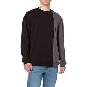 Urban Classics Heren Side Block Crew Sweatshirt, zwart/donker shadow., S