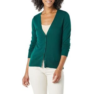 Amazon Essentials Women's Lichtgewicht vest met V-hals (verkrijgbaar in grote maten), Donkergroen, XS