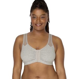 Fruit of the Loom Women's Comfort Front Close Sport Bra with Mesh Straps, Heather Grey