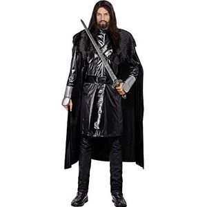 Widmann - Kostuum donkere ridder, kasack met armbeschermers en mantel, riem, donker, gothic, Halloween, carnaval, themafeest