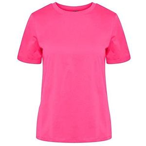 PIECES T-Shirt dames Pcria Ss Fold Up Solid Tee Noos Bc , shocking pink , M