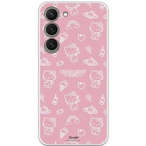 Flexibele beschermhoes voor smartphone Samsung S24 Plus, met Hello Kitty op roze achtergrond