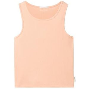 TOM TAILOR Cropped Basic top voor meisjes en kinderen met geribbelde structuur, 35276 - Sunny Peach, 128 cm