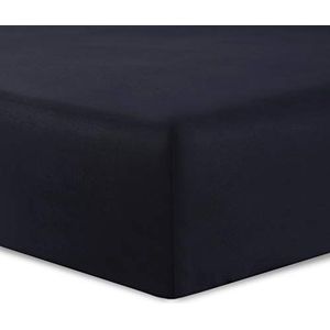 VISION - Hoeslaken - Zwart - 150 x 200 cm - 100% Katoen - 30 cm Hoekhoogte