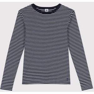 Petit Bateau - T-shirt - Blauw - Katoen - Dames - Gestreept
