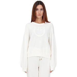 Pinko Sardella, geschoren sweatshirt met technisch effect, lange mouwen, zonder kraag, dames, Z04_witte bril., M