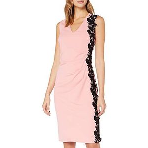 Gina Bacconi Sabrine Moss Crêpe Side Lace Trim Jurk Cocktail, Rose Perzik, 46