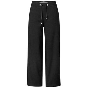 Street One - Studio - Damesbroek - Zwart - Loose Fit, Stretch Tailleband, Rechte Pijp