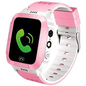 Telefoon Smart Watch voor kinderen, 1,44 inch HD Full Touch Screen Grote Batterij SOS-tracker, Clock Photo Answer Call Chat Kan Onafhankelijk worden gebruikt met riem (Roze wit)