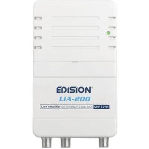 EDISION LIA-200 Versterker TV-antenne voor binnen UHF/VHF, 12-24 dB, 104 dBmV, voor digitaal terrestrisch DVB-T/T2, met 5G LTE filter, 1 ingang, 2 uitgangen