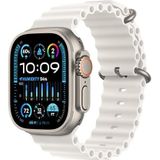 Apple Watch Ultra 2 (GPS + Cellular 49 mm) Smartwatch - Robuuste kast van titanium - Wit Ocean‑bandje. Conditie bijhouden, nauwkeurige gps, actieknop, extra lange batterijduur, helder Retina-display