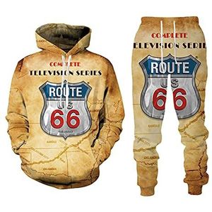 3D hoodie broekpak heren street hiphop plus size tweedelige herfst- en wintertrui, 35335 - Groen Wit Verticale Streep, XXL