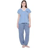 Ulla Popken - Pyjama - Lichtblauw/Wit - 2-delig