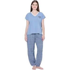 Ulla Popken - Pyjama - Lichtblauw/Wit - 2-delig