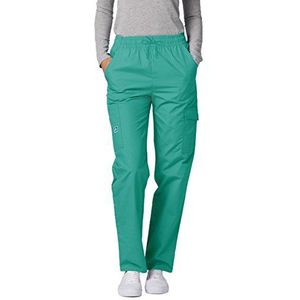 Adar Universele scrubs voor dames, taps toelopende cargo scrub broek, Surgical Green, XS