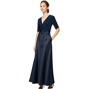 Alex Evenings Satijnen baljurk voor dames, formele evenementenjurk met zakken en ceintuur (kleine en normale maten), 14