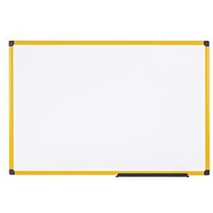 Bi-Office Whiteboard Ultrabrite - 60 x 45 cm - geëmailleerd, met geel aluminium frame en pennenhouder