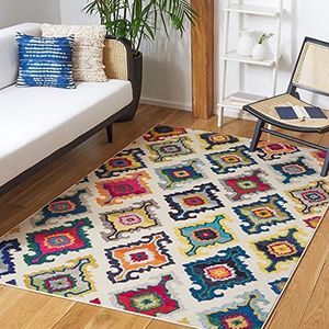 Safavieh tapijt, gewassen, modern, geweven, polypropyleen, tapijt in ivoorkleuren/meerkleurig Hedendaagse 160 X 230 cm Ivoire/Multicolore