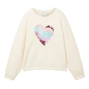 TOM TAILOR Sweatshirt voor meisjes met pailletten, 10330-dove wit, 92/98 cm