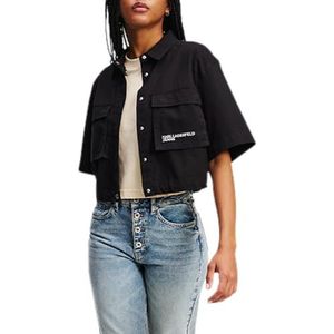 Karl Lagerfeld Jeans, Dames, Boxy Utility Shirt, Boxy Fit, Zwart, XS