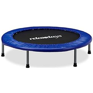Relaxdays trampoline kinderen, opvouwbaar, kind tot 45 kg, indoor, klein, HxBxD: 22 x 102 x 102 cm, peuter, blauw-zwart