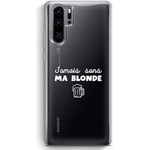 Zokko Beschermhoes voor Huawei P30 Pro Jamais zonder mijn blonde – zacht transparant inkt wit