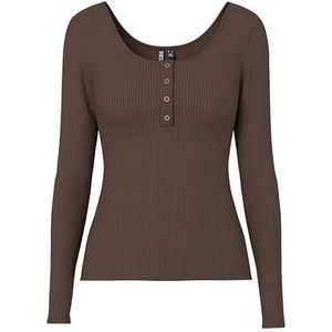 PIECES - PCKITTE - Shirt - Chocoladebruin - Lange Mouwen