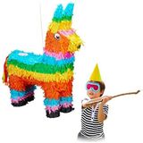 Relaxdays pinata lama, ophangen, voor kinderen, meisjes & jongens, verjaardag, om zelf te vullen, ezel piñata, gekleurd