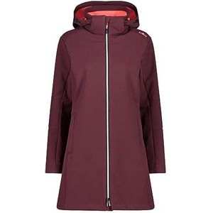 CMP - Dames softshell parka met afneembare capuchon, bordeauxrood, 54