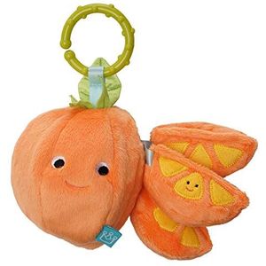 Manhattan Toy 161530 Mini-Apple Farm Oranje Baby Reizen Speelgoed met Rammelaar, Squeaker, Crinkle Stof & Bijtring Clip-on Attachment, Multicolour