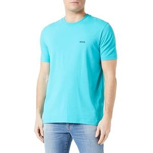 BOSS Heren Tee Regular Fit T-shirt van stretchkatoen met contrastlogo, Open Green367, S