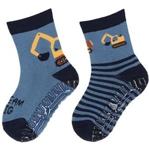 Sterntaler - Jongenssokken - Blauw - Set van 2 - Met Motieven Bouwvoertuigen