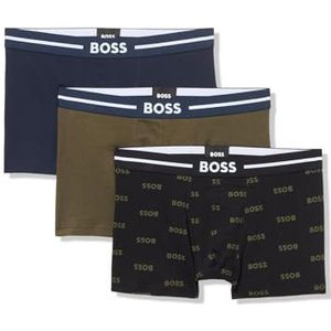 BOSS Heren 3-pack Multi Design Trunks zwembroek, Bold Logo Black/Olive/Captain Navy, Small, Bold Logo Black/Olive/Captain Navy, S