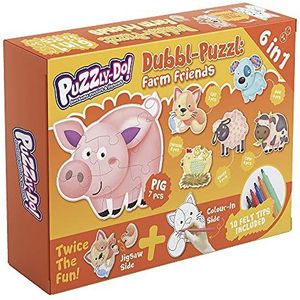 Puzzly-Do! Farm Friends: 6 Cute Farm Animal Jigsaw Puzzles For Children Aged 3+. Flip Them Over To Colour Them In. 10 Felt Tip Pens Included.