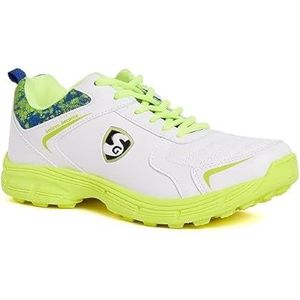 SG Pro Kick Spinner Cricket Shoes | White, R Blue & Lime | Size: EU 42, UK 8, US 9 | Material: Mesh | For Boys and Men | Classic and Comfortable | Toe and Heel Protection | Supersoft and Flexibility