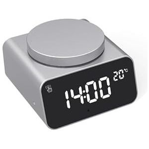 Xoopar - Digitale wekker met thermometer - Automatische tijd- en temperatuurinstelling - Eenvoudige alarmconfiguratie - Gemaakt van aluminium - Gerecycled kunststof - REDDI Alarm Zilver