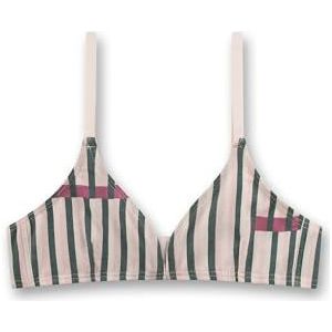 Meisjesbeha Off-White | Comfortabele en aangename beha zonder beugel voor meisjes van katoenmix. Ondergoed met verstelbare bandjes en strepen-print | Meisjesbeha, beige, 140