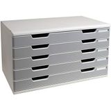 Exacompta - ref. 322041D - Organisatiesysteem - Ladebox MODULO A3 met 5 gesloten laden voor A3+ documenten - Afmetingen: Diepte 35 x Breedte 57,6 x Hoogte 32 cm - Lichtgrijs/graniet