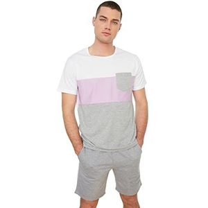 Trendyol Heren Lilac Slim Fit ronde kraag T-shirt, paars, medium