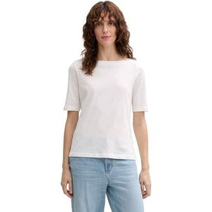 TOM TAILOR Dames T-shirt met boothals, 10315 - Whisper White, XL