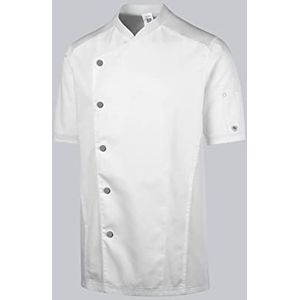 BP 1599-485-21-XL kookjas met korte mouwen voor mannen, 1/2 mouwen, piqué-inzetstukken en arm-lift-systeem, 215,00 g/m² stofmix, wit, XL