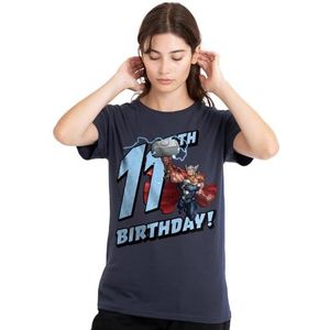 mandarin creative ltd Thor verjaardag 11 dames T-shirt, diep marineblauw, klein, Diepe marine, S