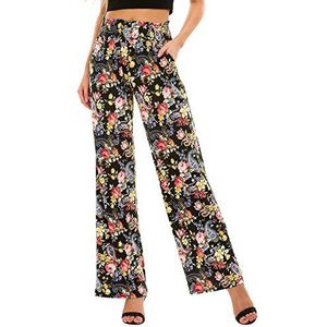 Urban CoCo Boho Palazzo-broek voor dames, brede pijpen, strandbroek, hoge taille, loungebroek met zakken, M