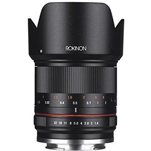 Rokinon RK21M-FX 21mm F1.4 ED AS UMC High Speed Wide Angle Lens for Fuji (Black), Fuji-houder, zwart