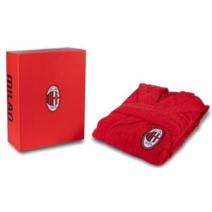 hermet Milan Badjas met capuchon, badjas voor kinderen en jongens, uniseks, badstof 380 g/m², 100% katoen, logo van het hart van Milaan, maat 4/6 jaar