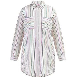 SWIRLIE Hemdblousejurk voor dames, Witte meerkleurige strepen, XS