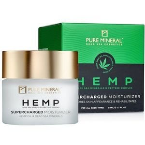 Pure Mineral - Supercharged Hennep Hydraterende Crème - Dode Zee Mineralen, Hennepolie, Intense Hydratatie, Anti-Aging - Zonder siliconen, sulfaten, parabenen - 50ml