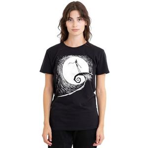 The Nightmare Before Christmas Jack Moon silhouet dames T-shirt, zwart, klein, Zwart, S